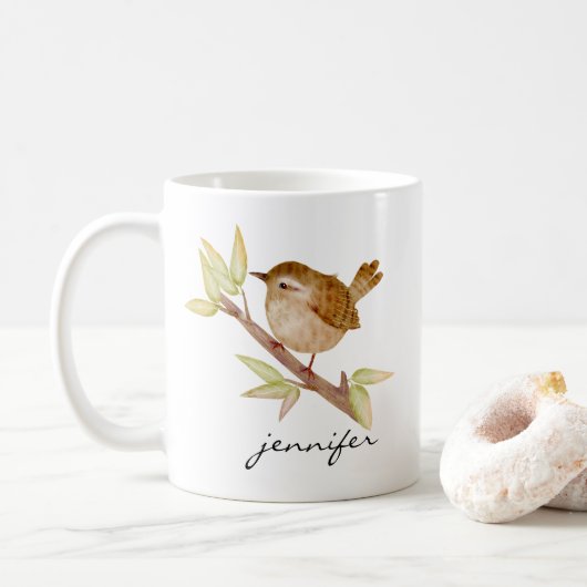 Personalisiert Wren Bird-Tasse Kaffeetasse (Mit Donut)
