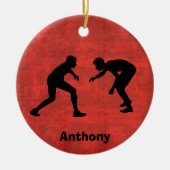 Personalisiert Wrestler Silhouetten Weihnachten Keramik Ornament (Vorne)