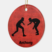 Personalisiert Wrestler Silhouetten Weihnachten Keramik Ornament (Links)