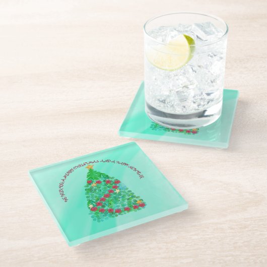 PERSONALISIERT WÜNSCHEN WIR IHNEN EINEN KLEINEN CH GLASUNTERSETZER (Schrägansicht)