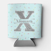 Personalisiert X Initial Silver Monogram Ihr Name Dosenkühler (Vorderseite)