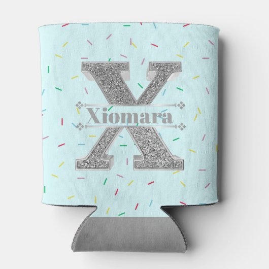 Personalisiert X Initial Silver Monogram Ihr Name Dosenkühler (Rückseite)