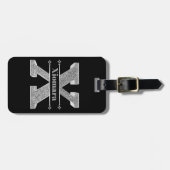 Personalisiert X Initial Silver Monogram Ihr Name Gepäckanhänger (Vorderseite horizontal)