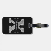 Personalisiert X Initial Silver Monogram Ihr Name Gepäckanhänger (Rückseite horizontal)