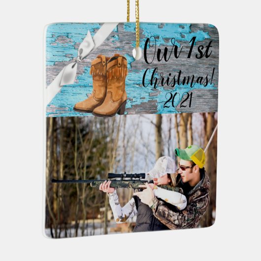 Personalisiert XMAS Ornament Blue Wood Barn Door B (Rechts)