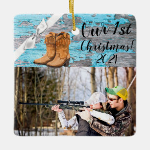 Personalisiert XMAS Ornament Blue Wood Barn Door B