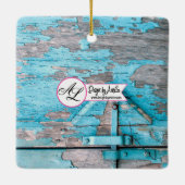 Personalisiert XMAS Ornament Blue Wood Barn Door B (Rückseite)