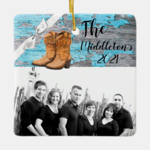 Personalisiert XMAS Ornament Blue Wood Barn Door B