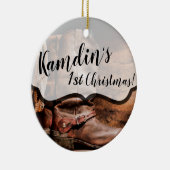 Personalisiert XMAS Ornament Cowboy Boots Barnholz (Rechts)