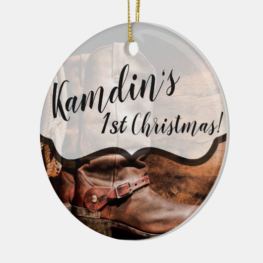 Personalisiert XMAS Ornament Cowboy Boots Barnholz (Links)