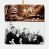 Personalisiert XMAS Ornament Cowboy Boots Barnholz (Vorderseite)