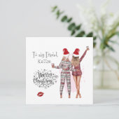 Personalisiert Xmas pajamas Schwester Weihnachtska Einladung (Stehend Vorderseite)