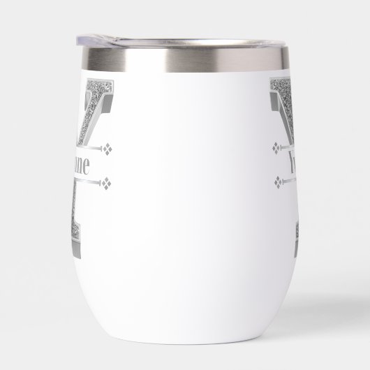 Personalisiert Y Initial Silver Monogram Ihr Name (Rechts)