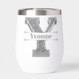 Personalisiert Y Initial Silver Monogram Ihr Name