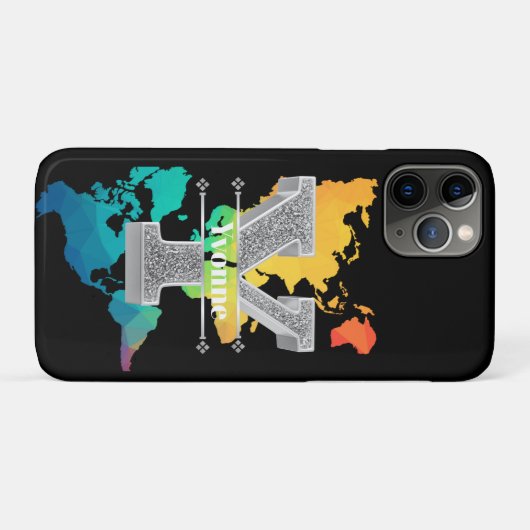 Personalisiert Y Initial Silver Monogram Ihr Name Case-Mate iPhone Hülle (Rückseite (Horizontal))