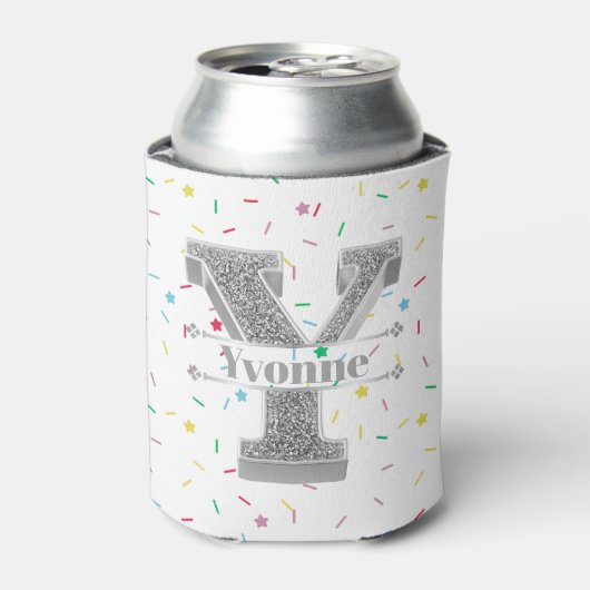 Personalisiert Y Initial Silver Monogram Ihr Name Dosenkühler (Kanne Vorderseite)
