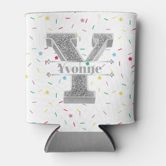Personalisiert Y Initial Silver Monogram Ihr Name Dosenkühler (Vorderseite)