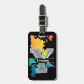 Personalisiert Y Initial Silver Monogram Ihr Name Gepäckanhänger (Vorderseite vertikal)