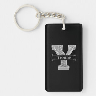 Personalisiert Y Initial Silver Monogram Ihr Name Schlüsselanhänger