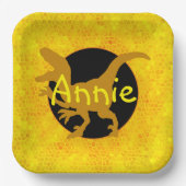 Personalisiert Yellow Dinosaurier Pappteller (Vorderseite)