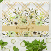PERSONALISIERT Yellow Floral Kitchtuch Geschirrtuch (Gefaltet)