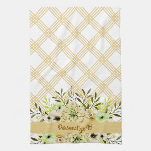 PERSONALISIERT Yellow Floral Kitchtuch Geschirrtuch