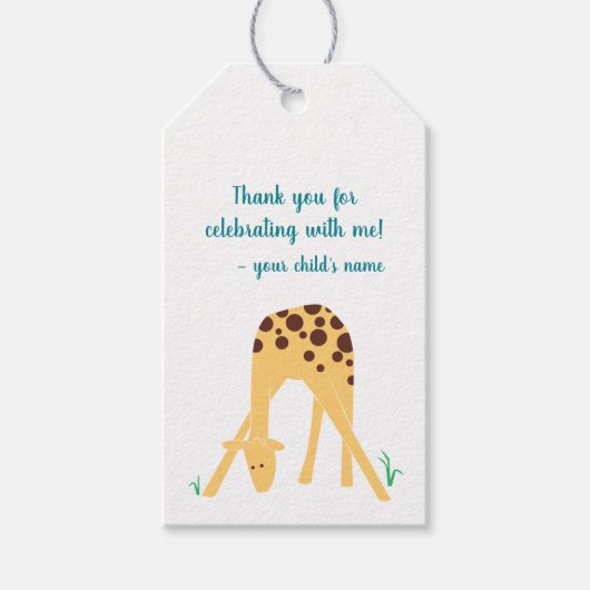 Personalisiert Yellow Giraffe Baby Dusche Geburtst Geschenkanhänger (Vorderseite)