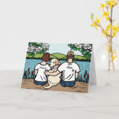 Personalisiert Yellow Labrador Family Brown Karte (Gelbe Blume)