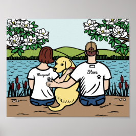 Personalisiert Yellow Labrador Family Brown Poster