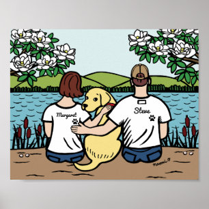 Personalisiert Yellow Labrador Family Brown Poster
