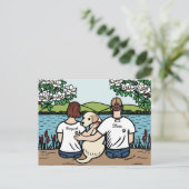 Personalisiert Yellow Labrador Family Brown Postkarte (Stehend Vorderseite)