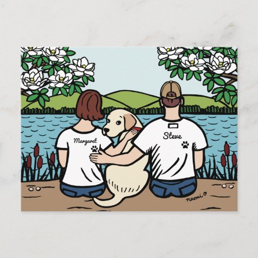 Personalisiert Yellow Labrador Family Brown Postkarte (Vorderseite)