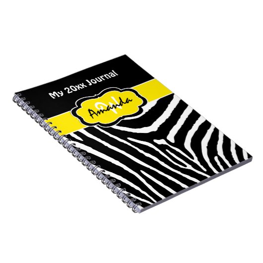 Personalisiert Yellow Schwarz-weiß Zebra Journal Notizblock (Rechte Seite)