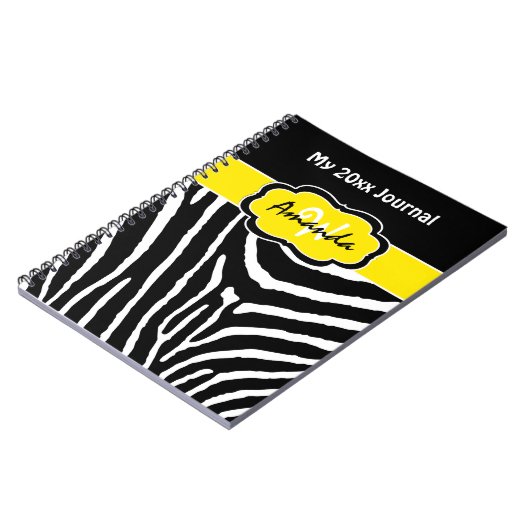 Personalisiert Yellow Schwarz-weiß Zebra Journal Notizblock (Linke Seite)