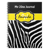 Personalisiert Yellow Schwarz-weiß Zebra Journal Notizblock (Vorderseite)