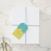 Personalisiert Yellow Star Pool Blau Geschenkanhänger (Mit Garn)