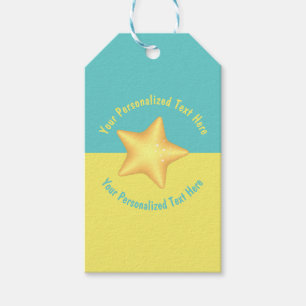 Personalisiert Yellow Star Pool Blau Geschenkanhänger