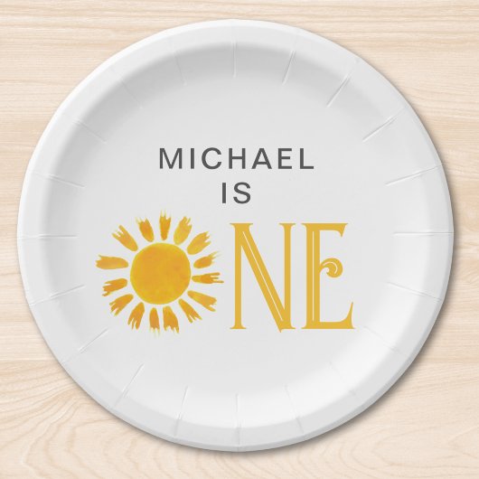 Personalisiert Yellow Sun erste Geburtstagsparty Pappteller