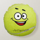 Personalisiert Yellow Tennis Ball-Face Rundes Kissen (Vorderseite)