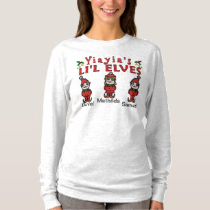 Personalisiert Yiayia Grandkids Elves 2 Jungs 1 Mä T-Shirt