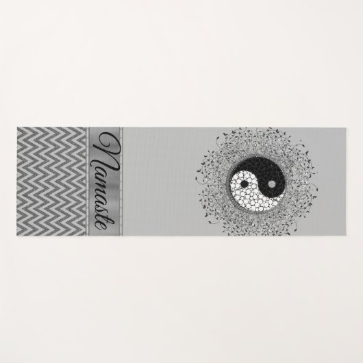 Personalisiert Yin Yang Zickzack Silver Yoga Mat Yogamatte (Vorderseite (Horizontal))