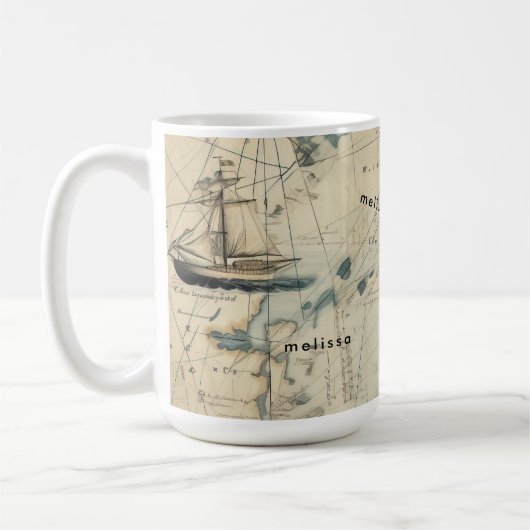Personalisiert Yo Ho Ho Nautical Map Kaffeetasse (Links)