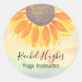 Personalisiert Yoga Instructor Sonnenblume Runder Aufkleber (Vorderseite)