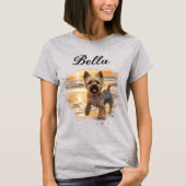 Personalisiert Yorkie Sunset Niedlich Beach Dog Lo T-Shirt (Vorderseite)