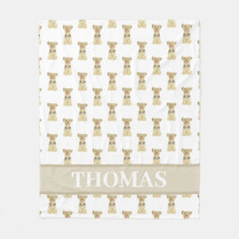 Personalisiert Yorkie Yorkshire Terrier Tan & Whit Fleecedecke