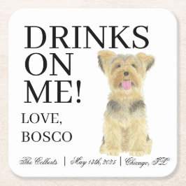Personalisiert Yorkie Yorkshire Terrier Wedding Rechteckiger Pappuntersetzer