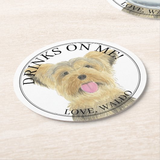 Personalisiert Yorkie Yorkshire Terrier Wedding Runder Pappuntersetzer (Angewinkelt)