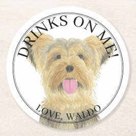 Personalisiert Yorkie Yorkshire Terrier Wedding Runder Pappuntersetzer