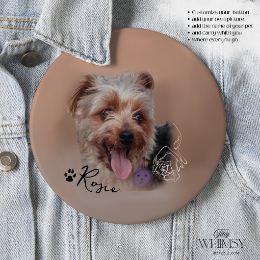 Personalisiert Yorkshire Terrier Dog Foto Button