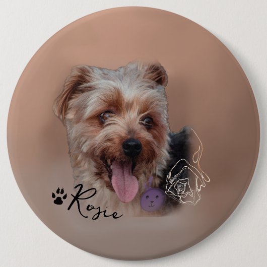 Personalisiert Yorkshire Terrier Dog Foto Button (Vorderseite)